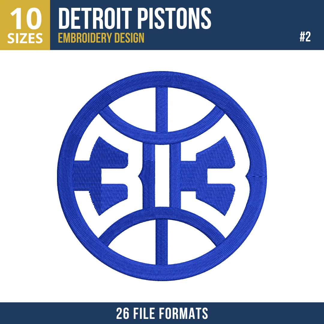 Detroit Pistons Embroidery Design Bundle