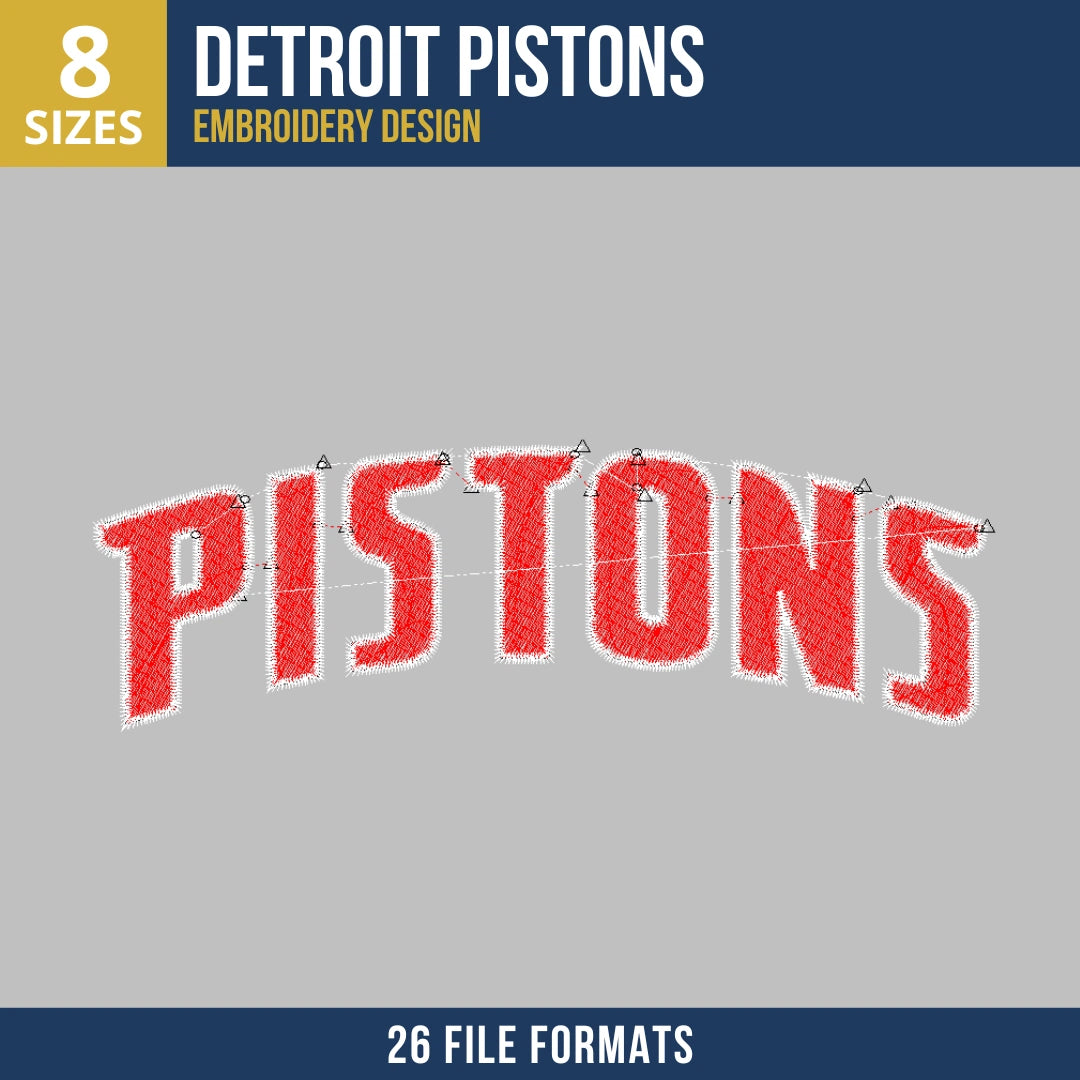 Detroit Pistons Arched Wordmark Embroidery Design