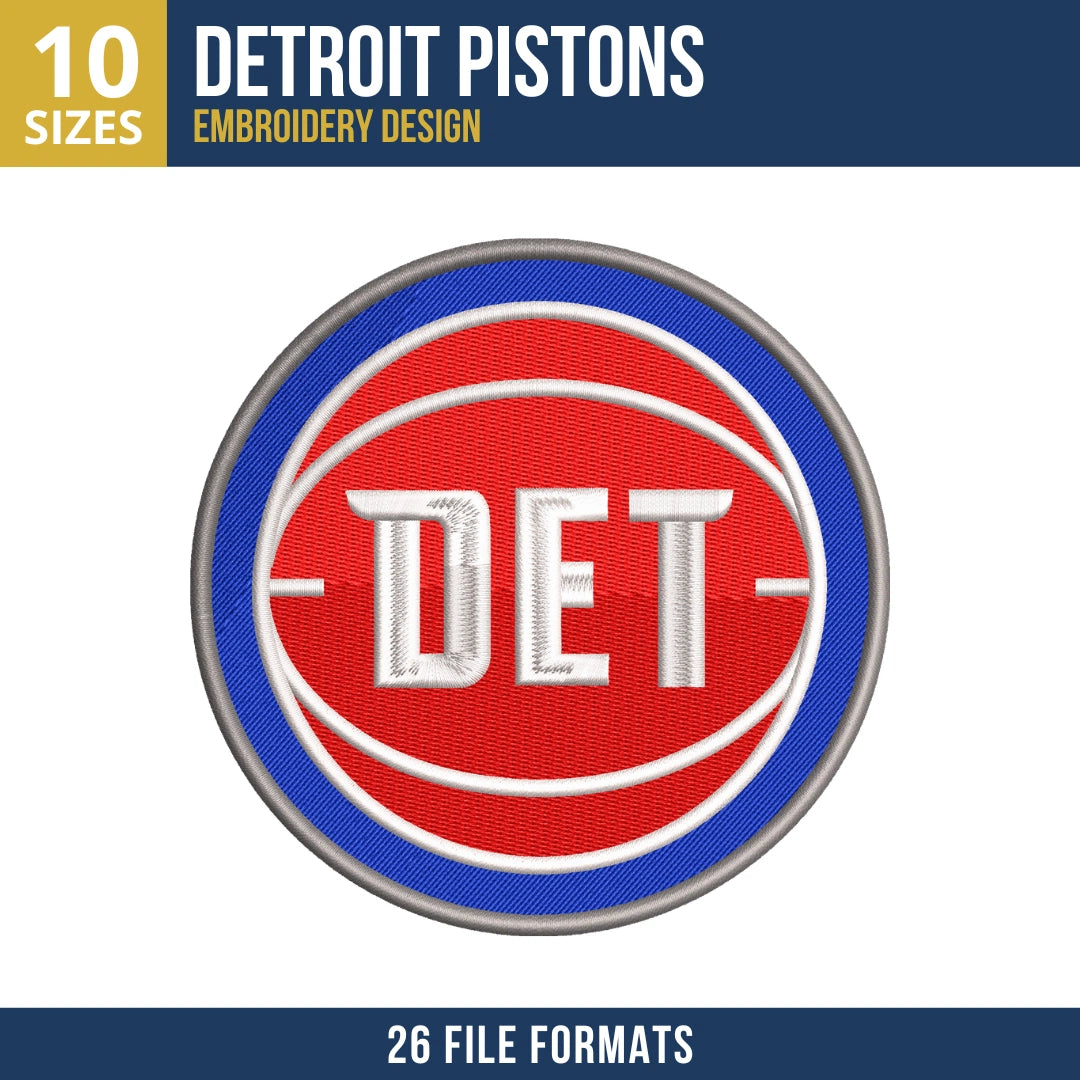 Detroit Pistons DET Badge Embroidery Design