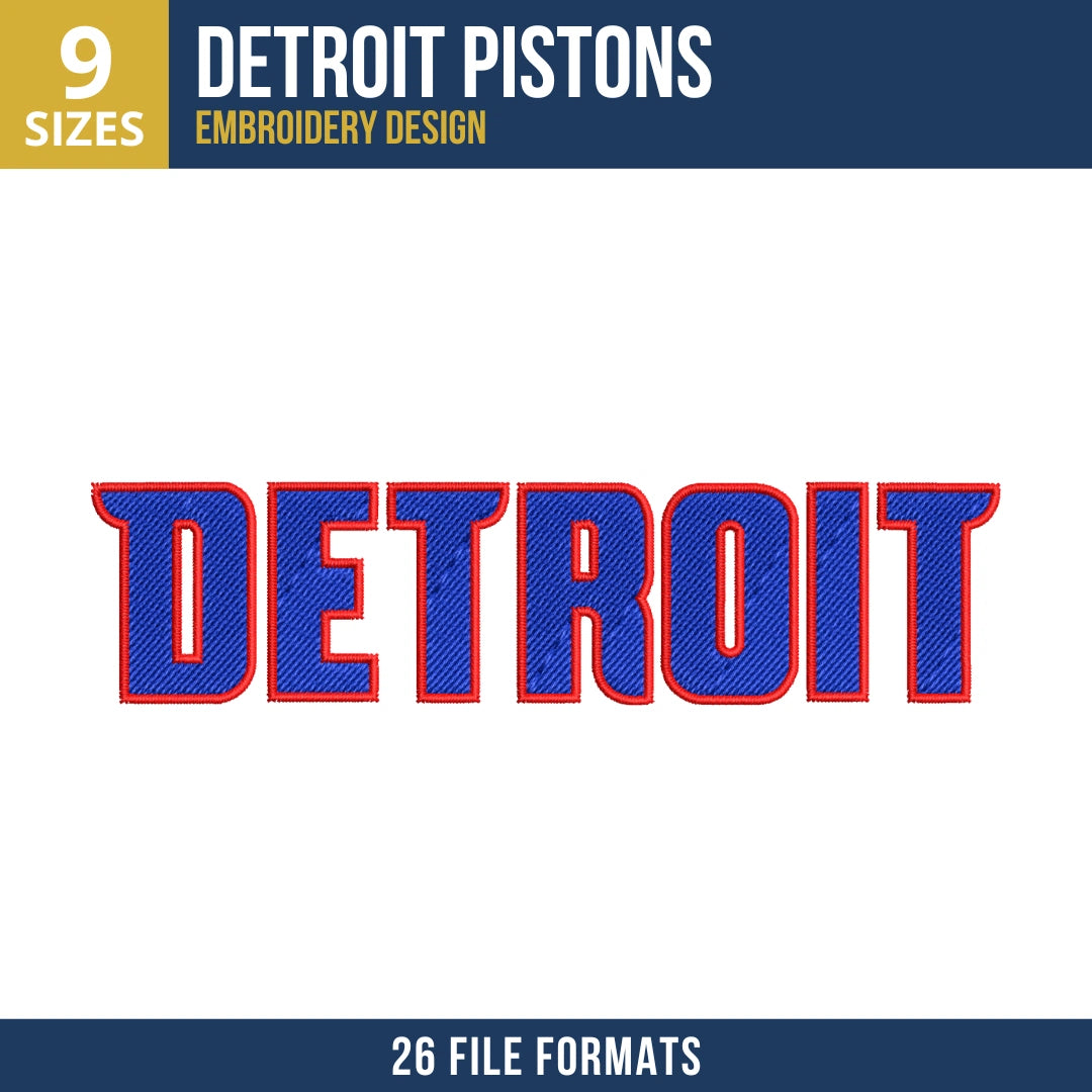 Detroit Pistons DETROIT Wordmark Embroidery Design