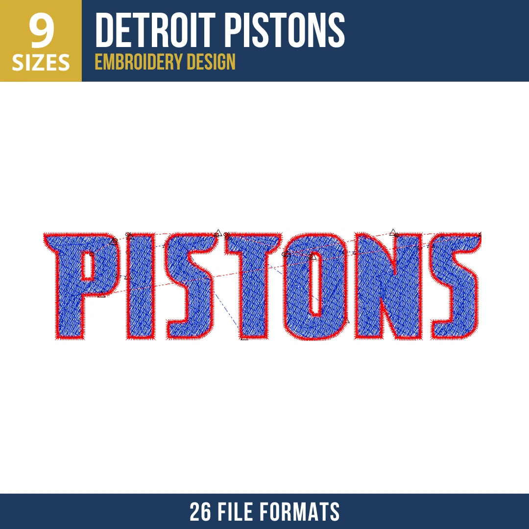 Detroit Pistons PISTONS Wordmark Embroidery Design