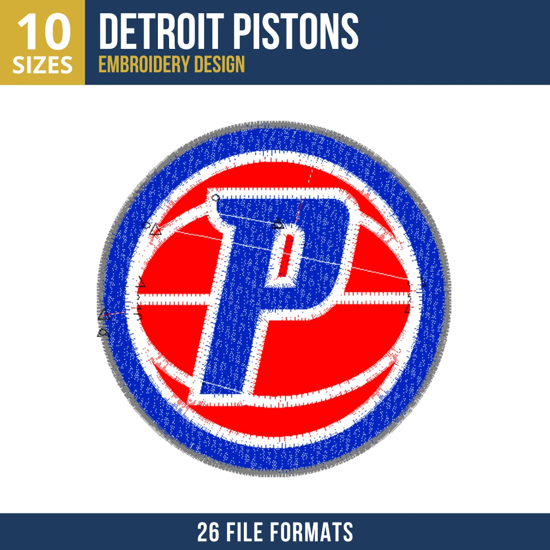 Detroit Pistons P Badge Embroidery Design