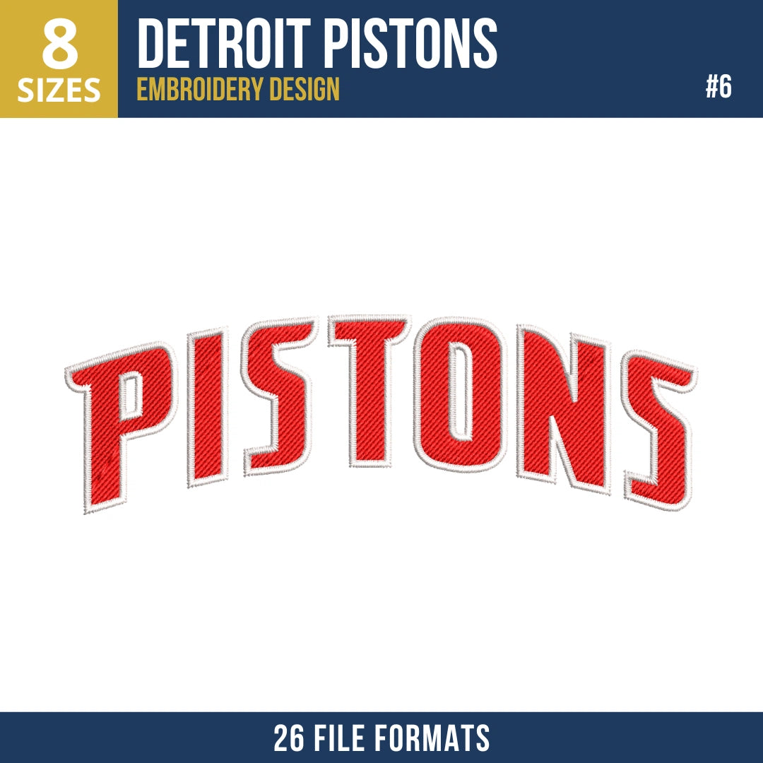 Detroit Pistons Embroidery Design Bundle