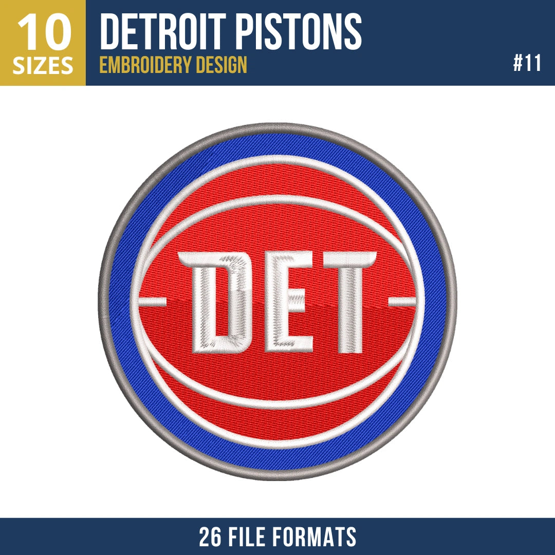 Detroit Pistons Embroidery Design Bundle