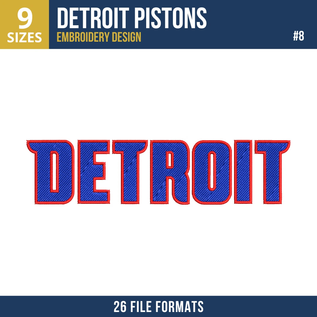 Detroit Pistons Embroidery Design Bundle