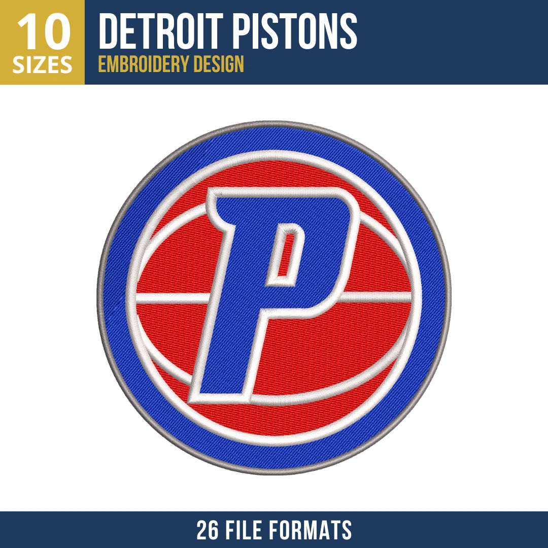 Detroit Pistons P Badge Embroidery Design