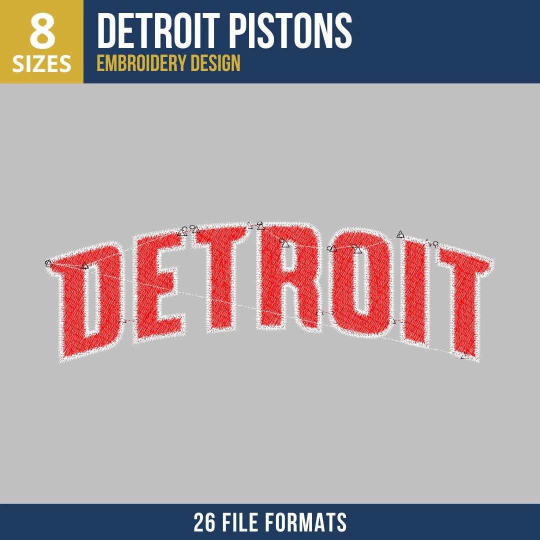 Detroit Pistons Arched Wordmark Embroidery Design
