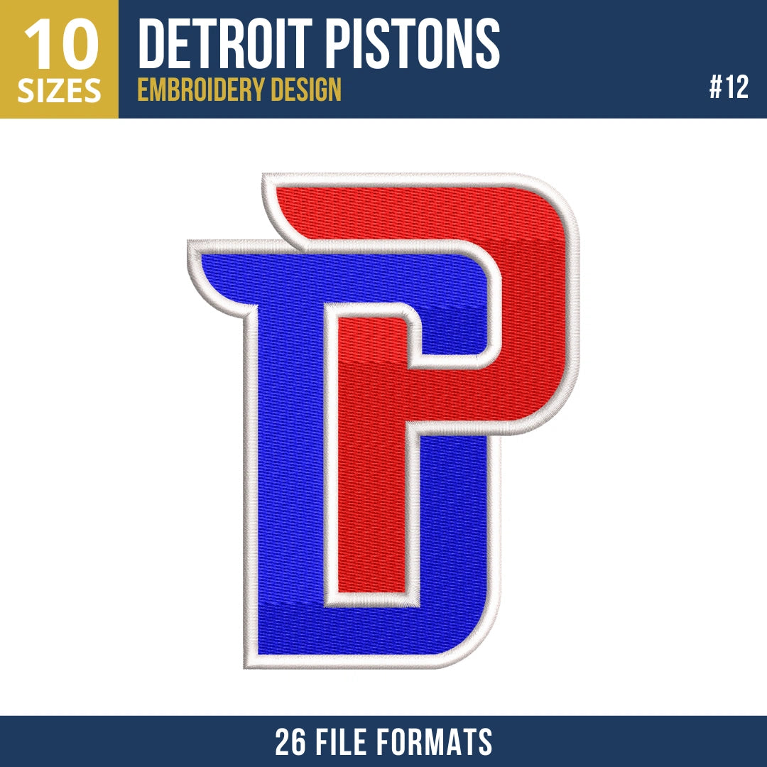 Detroit Pistons Embroidery Design Bundle