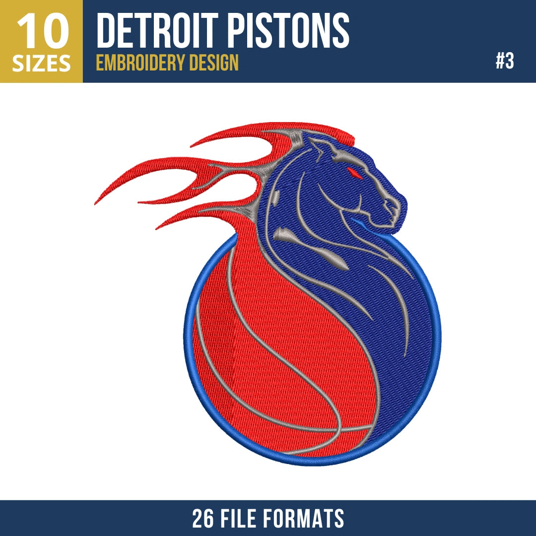 Detroit Pistons Embroidery Design Bundle