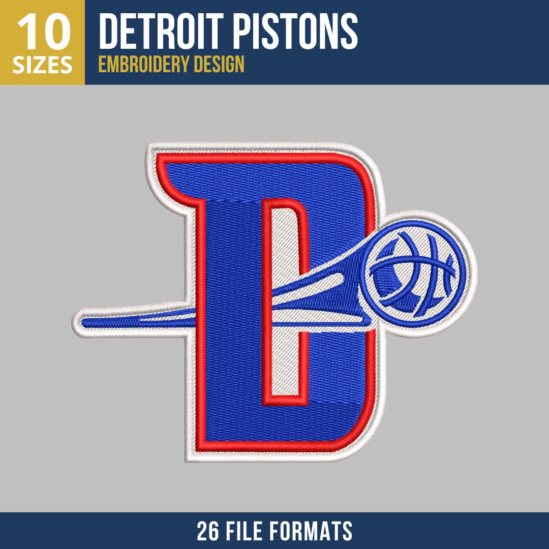 Detroit Pistons D Letterform Embroidery Design