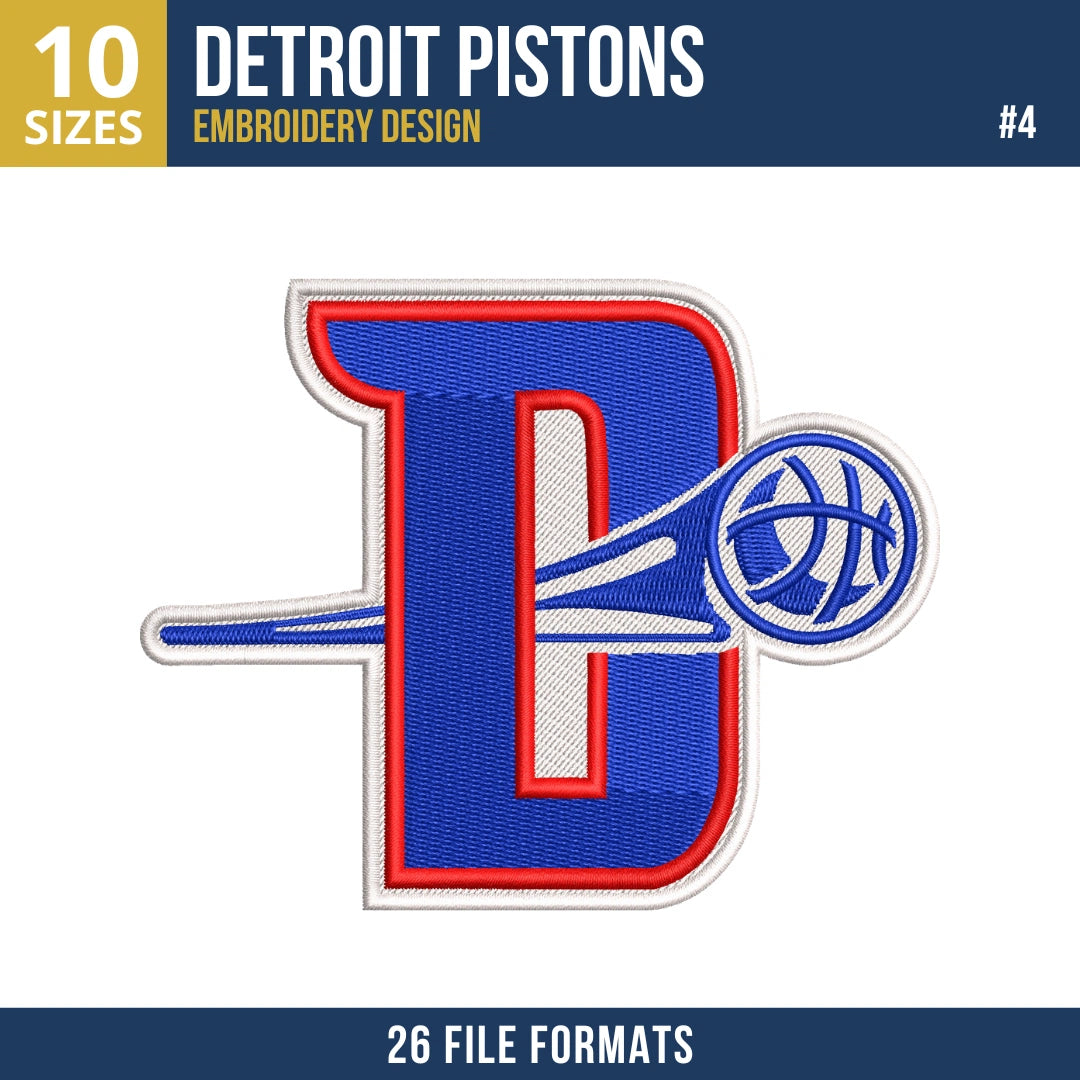 Detroit Pistons Embroidery Design Bundle