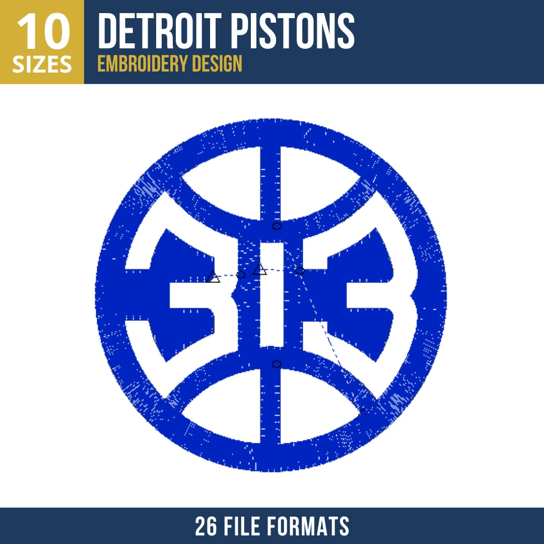 Detroit Pistons 313 Basketball Embroidery Design