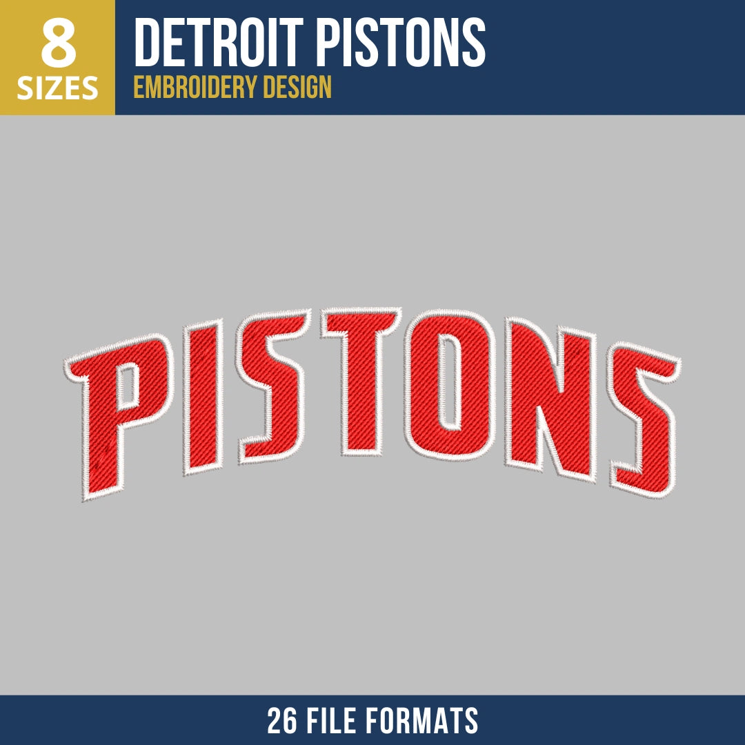 Detroit Pistons Arched Wordmark Embroidery Design