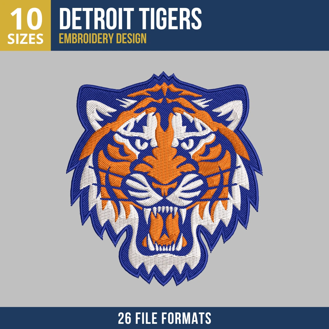 Detroit Tigers Face Logo Embroidery Design