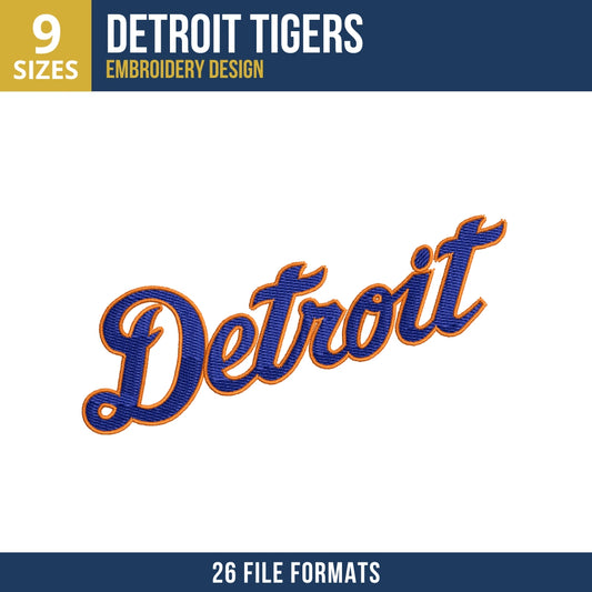 Detroit Tigers Script Wordmark Embroidery Design