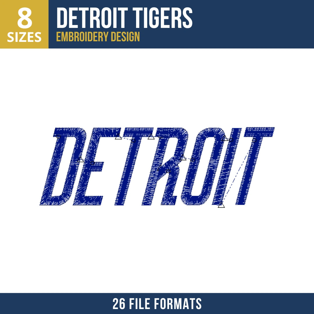 Detroit Tigers Italic Wordmark Embroidery Design