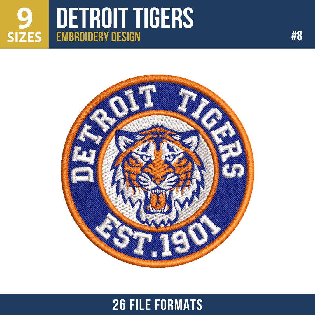 Detroit Tigers Embroidery Design Bundle – 9 MLB Designs