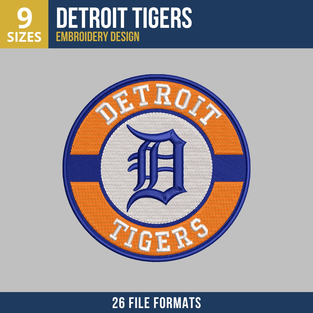 Detroit Tigers Circular Seal Embroidery Design