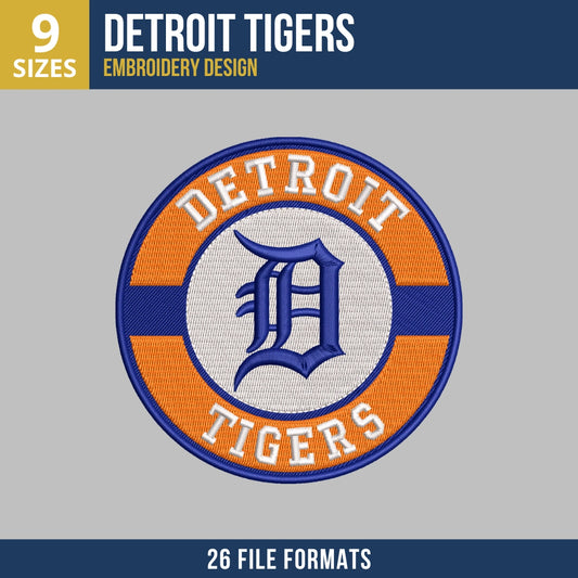 Detroit Tigers Circular Seal Embroidery Design