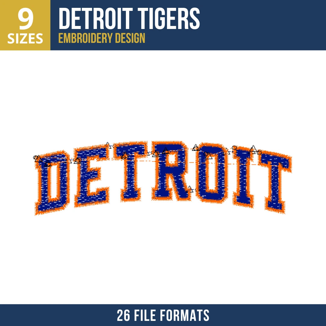 Detroit Tigers Arched Wordmark Embroidery Design