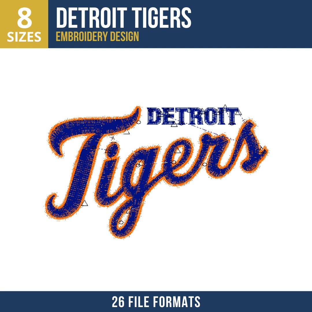 Detroit Tigers Combo Wordmark Embroidery Design