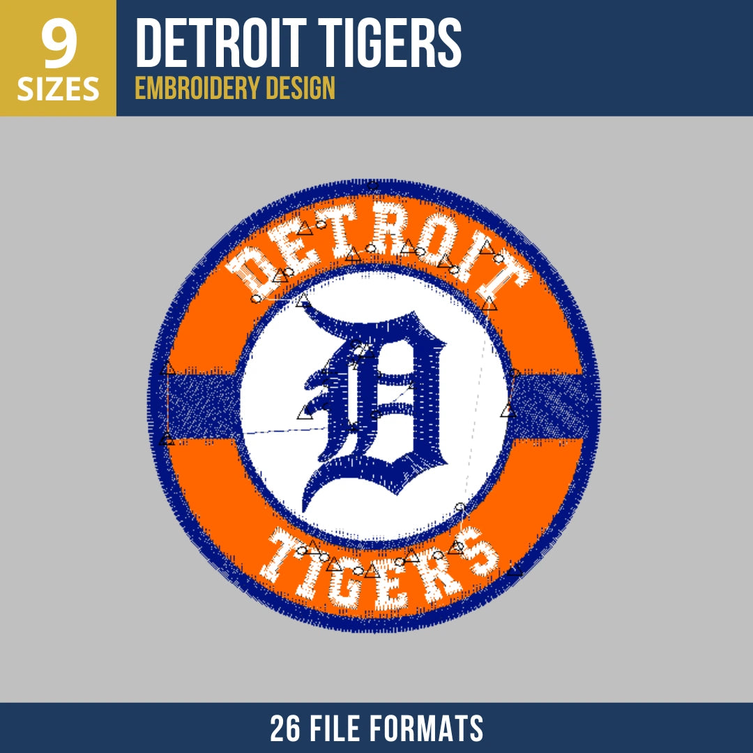 Detroit Tigers Circular Seal Embroidery Design