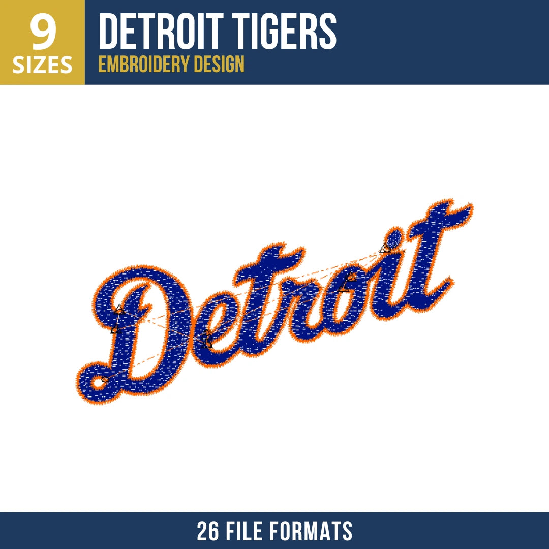 Detroit Tigers Script Wordmark Embroidery Design