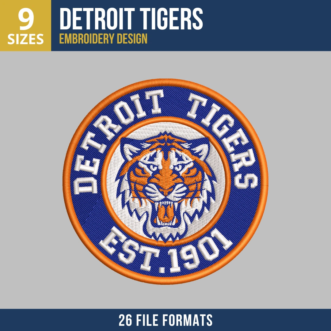 Detroit Tigers Circular Seal Embroidery Design