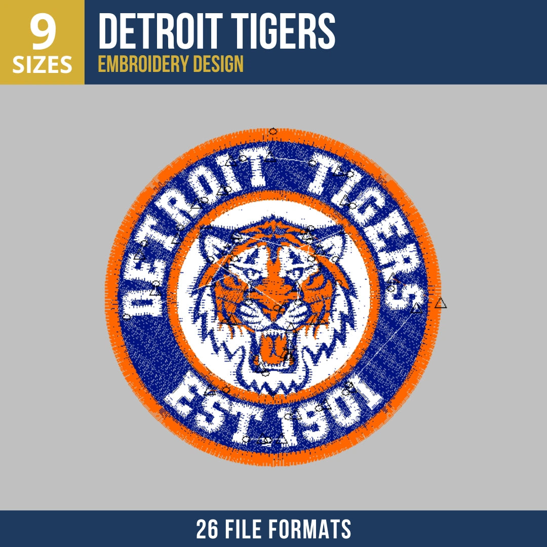 Detroit Tigers Circular Seal Embroidery Design