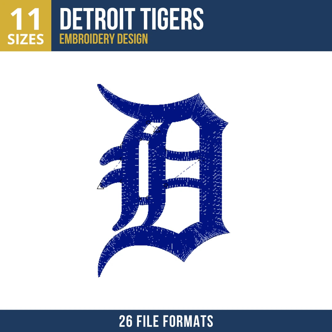 Detroit Tigers Old English D Embroidery Design