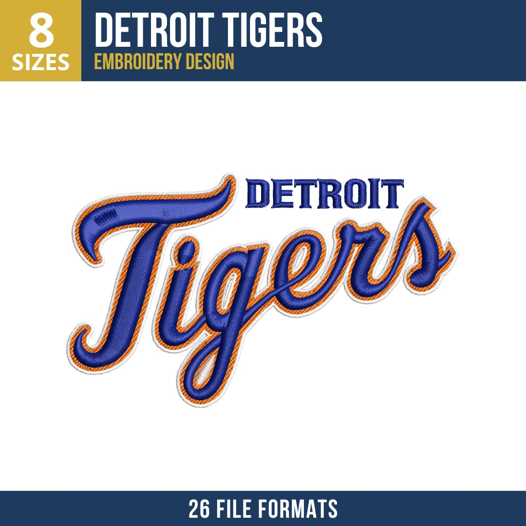 Detroit Tigers Combo Wordmark Embroidery Design