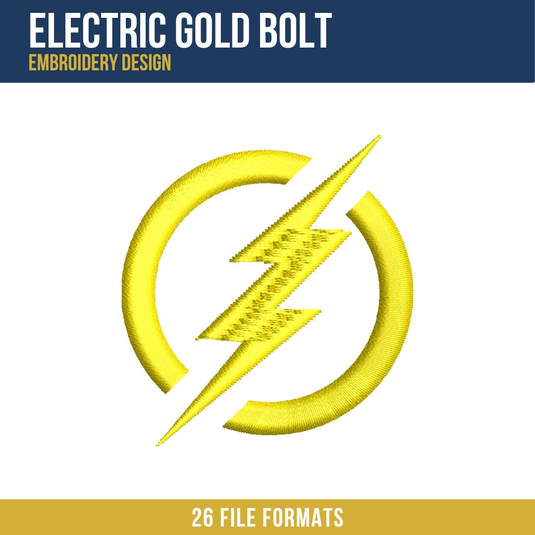 Electric Gold Bolt Embroidery Design