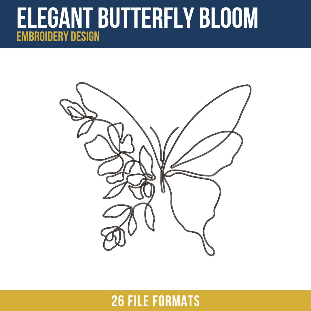 Elegant Butterfly Bloom Embroidery Design