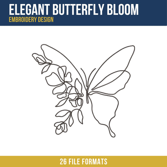 Elegant Butterfly Bloom Embroidery Design