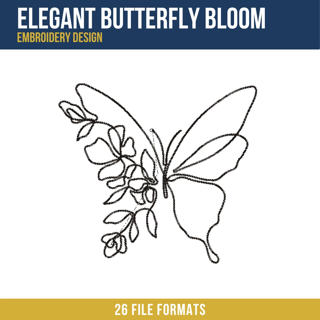 Elegant Butterfly Bloom Embroidery Design