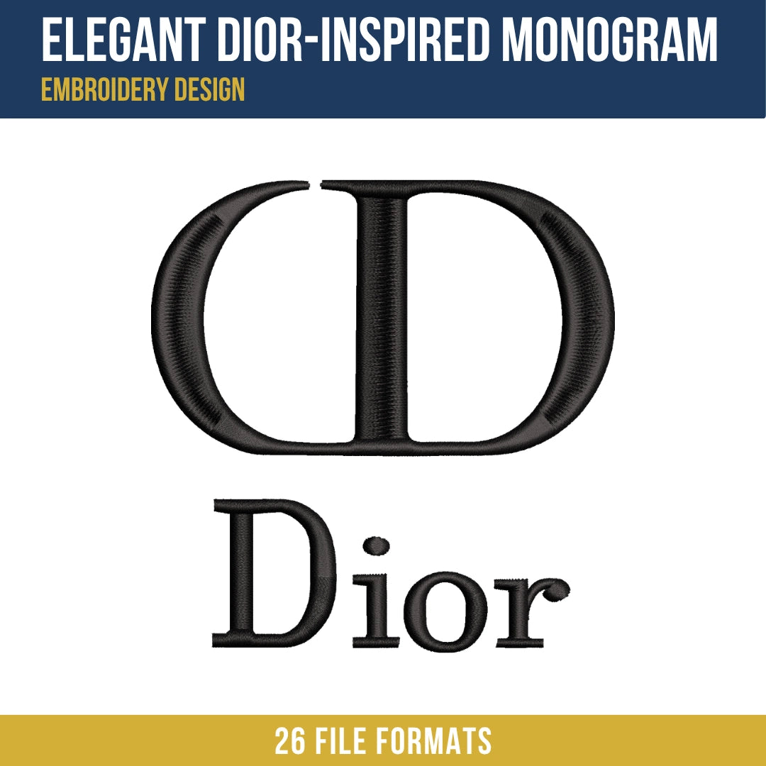 Elegant Dior-Inspired Monogram Embroidery Design