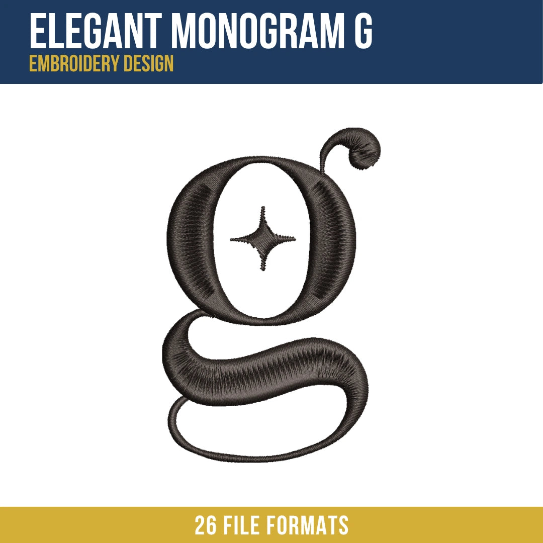 Elegant Monogram G Embroidery Design