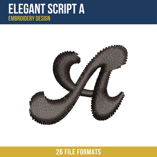 Elegant Script A Embroidery Design
