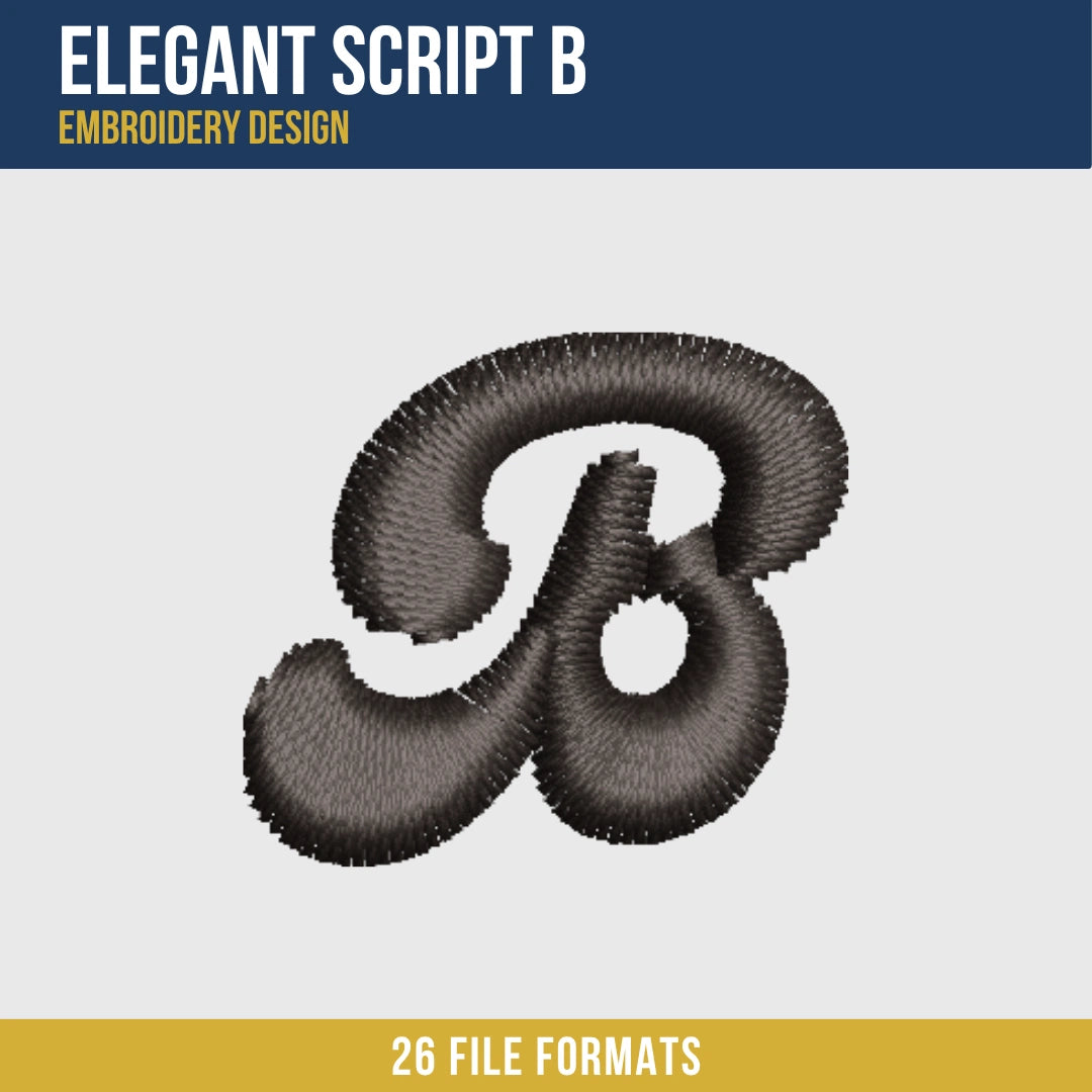 Elegant Script B Embroidery Design