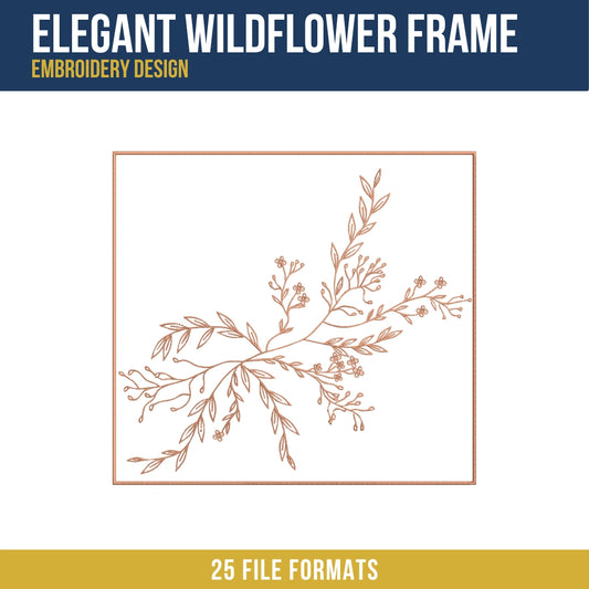 Elegant Wildflower Frame Embroidery Design