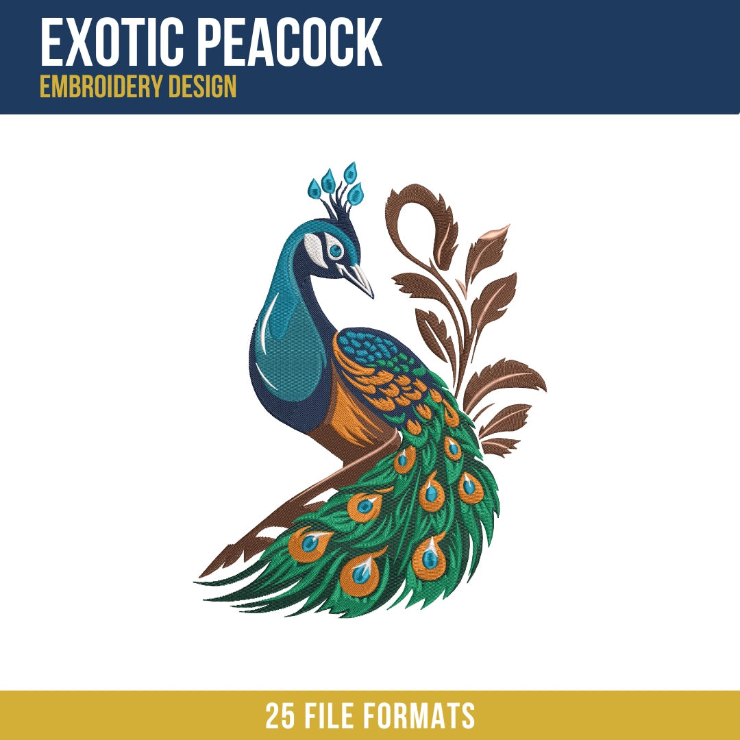 Exotic Peacock Embroidery Design