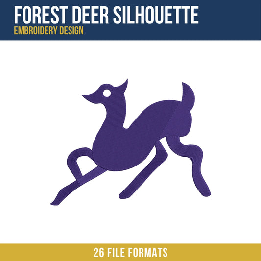 Forest Deer Silhouette Embroidery Design