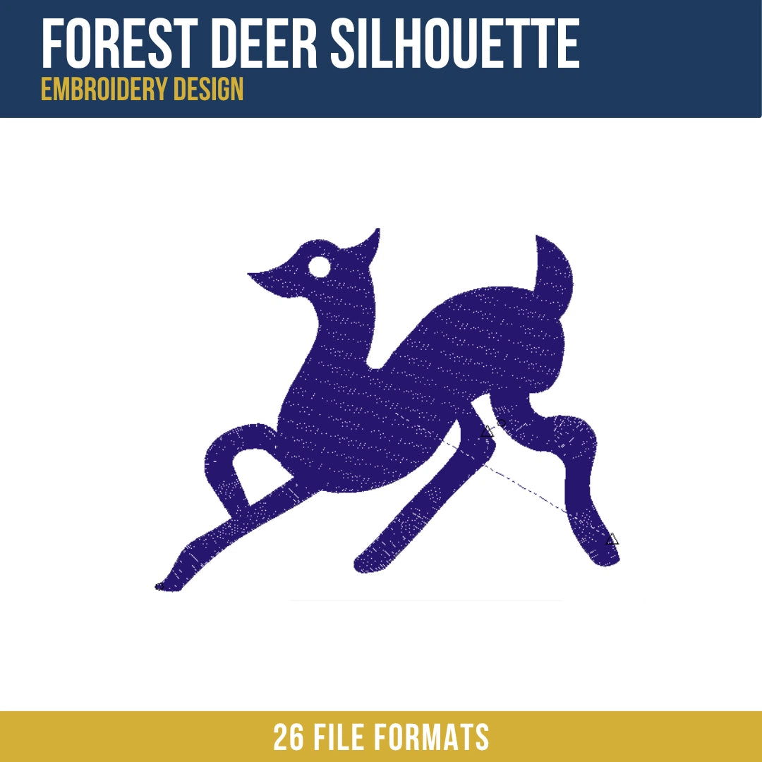 Forest Deer Silhouette Embroidery Design