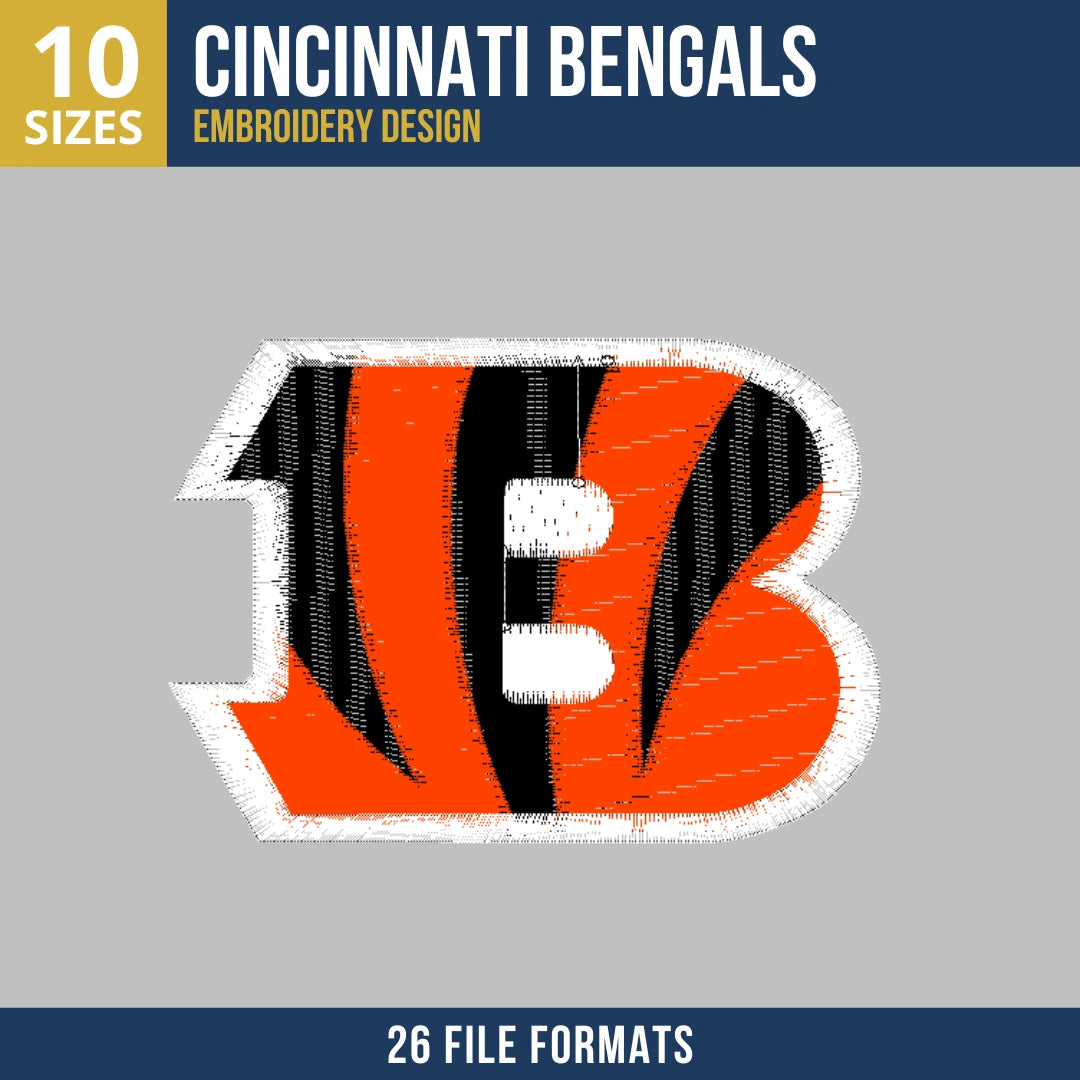 Cincinnati Bengals Stripe B Logo Embroidery Design