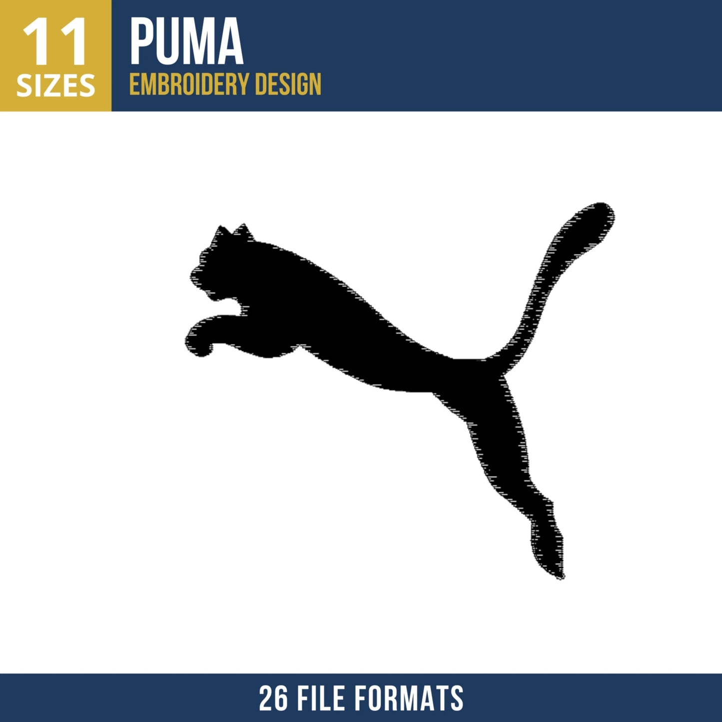 Puma Leaping Cat Embroidery Design
