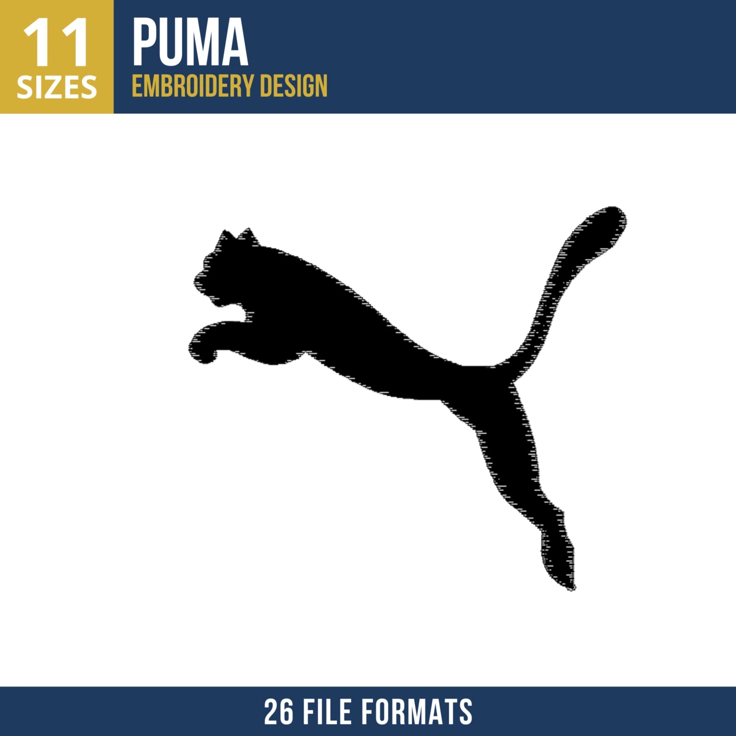 Puma Leaping Cat Embroidery Design