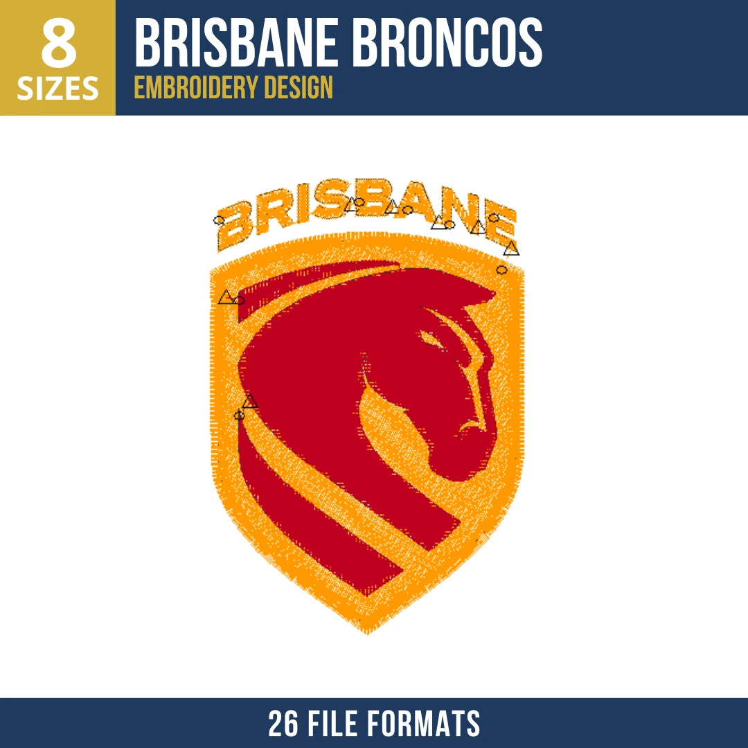 Brisbane Broncos Shield Crest Embroidery Design