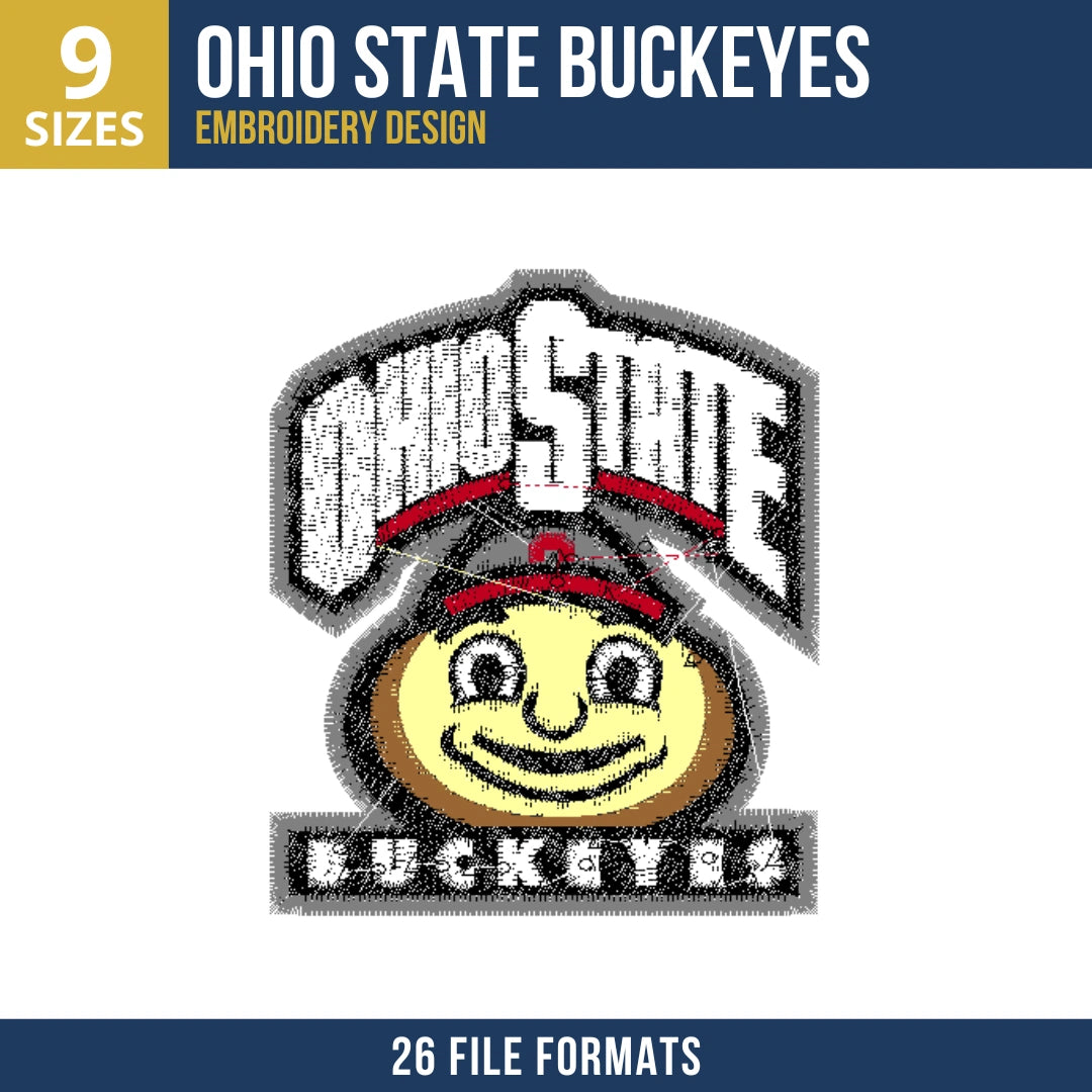 Ohio State Buckeyes Combo Lockup Embroidery Design