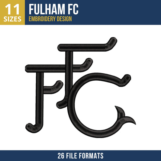Fulham FC FFC Outline Monogram Embroidery Design