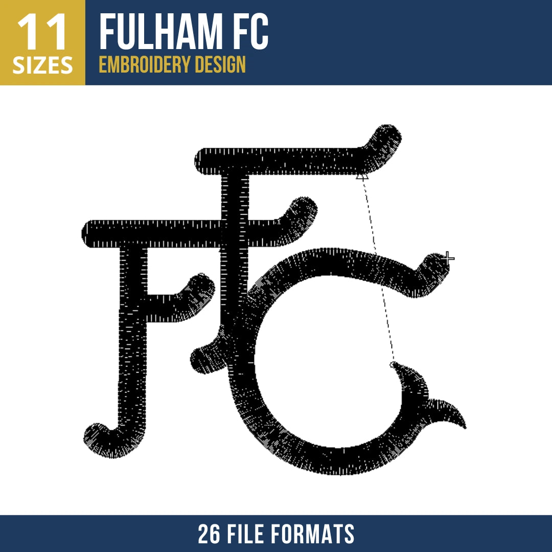 Fulham FC FFC Outline Monogram Embroidery Design